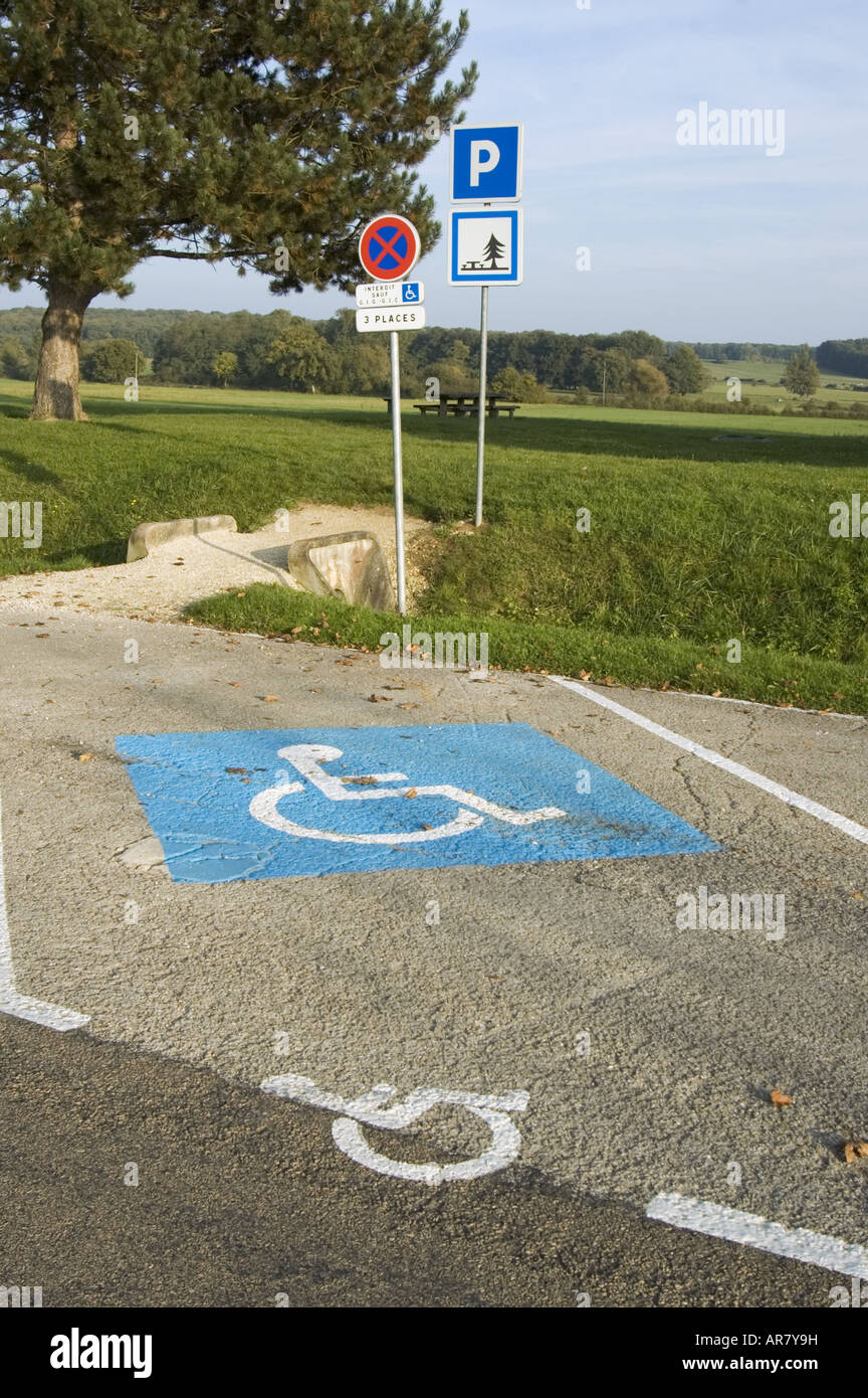 Picnic area with disabled parking by Lake Orient Champagne Ardenne France Stock Photo