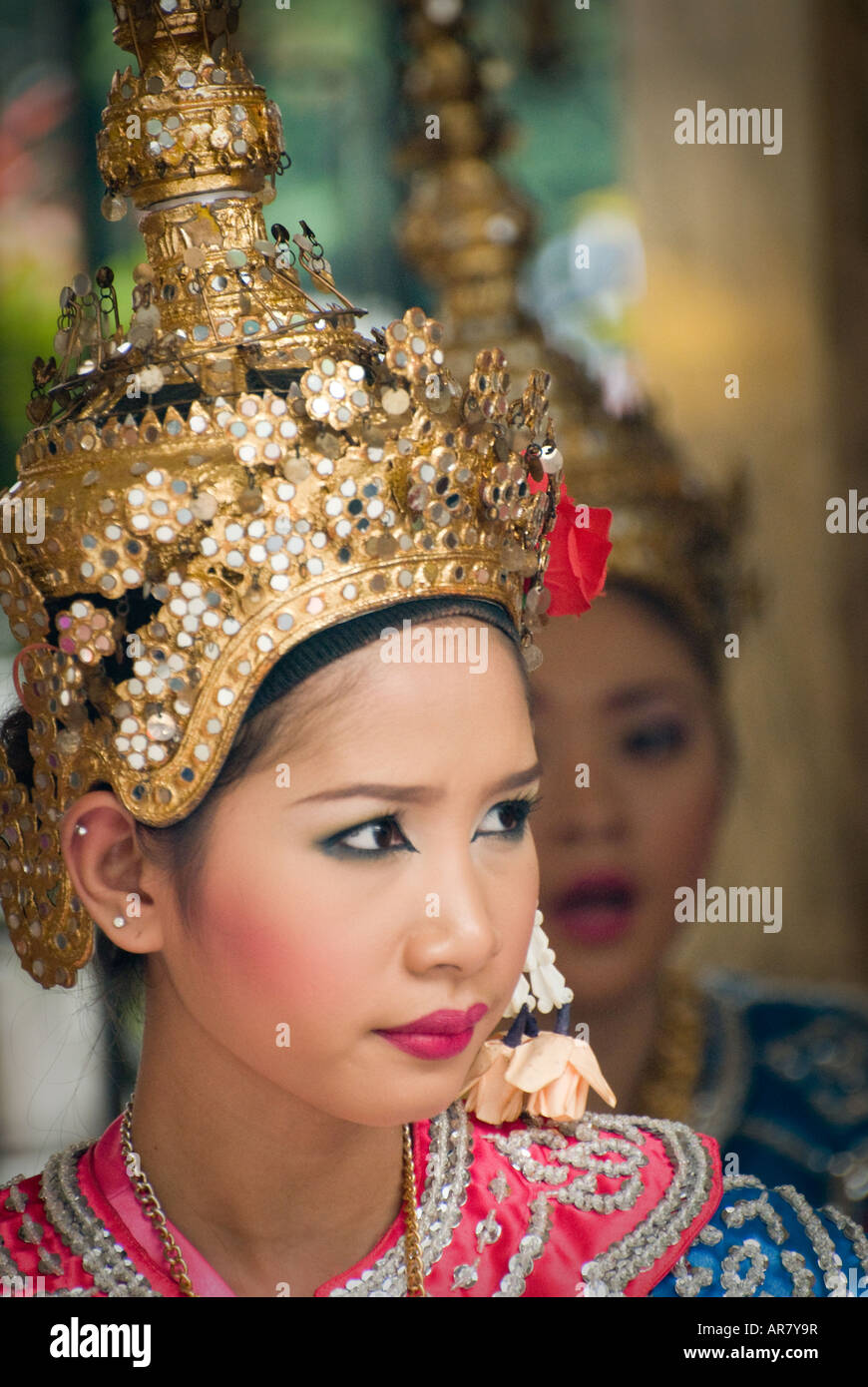 Thai classical dancer at the Erawan Shrine Bangkok Thailand Stock Photo
