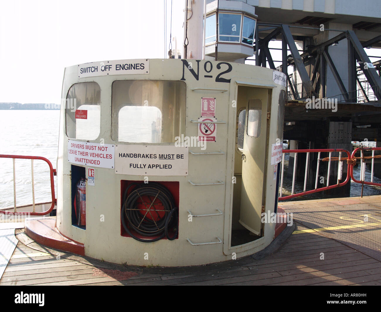 deck control point woolwich car lorry ferry Stock Photo Alamy