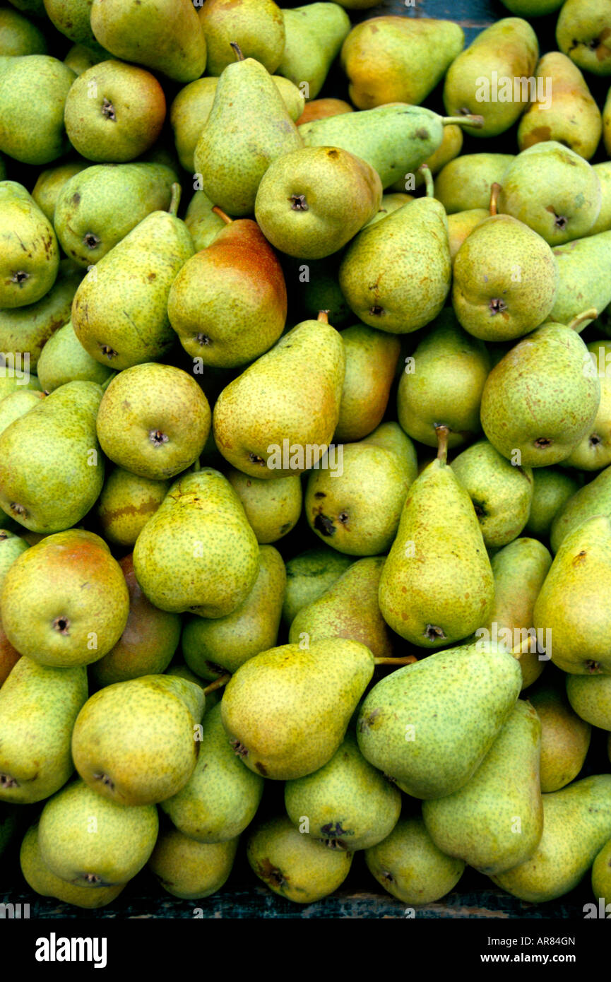 Organic pears in a French street market Stock Photo