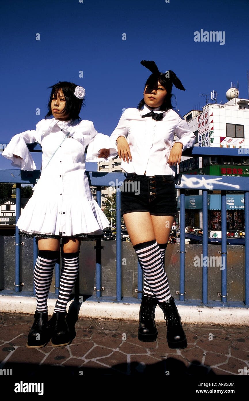 Two Japanese “Cosplay” (costume play) girls, dressed in fantasy