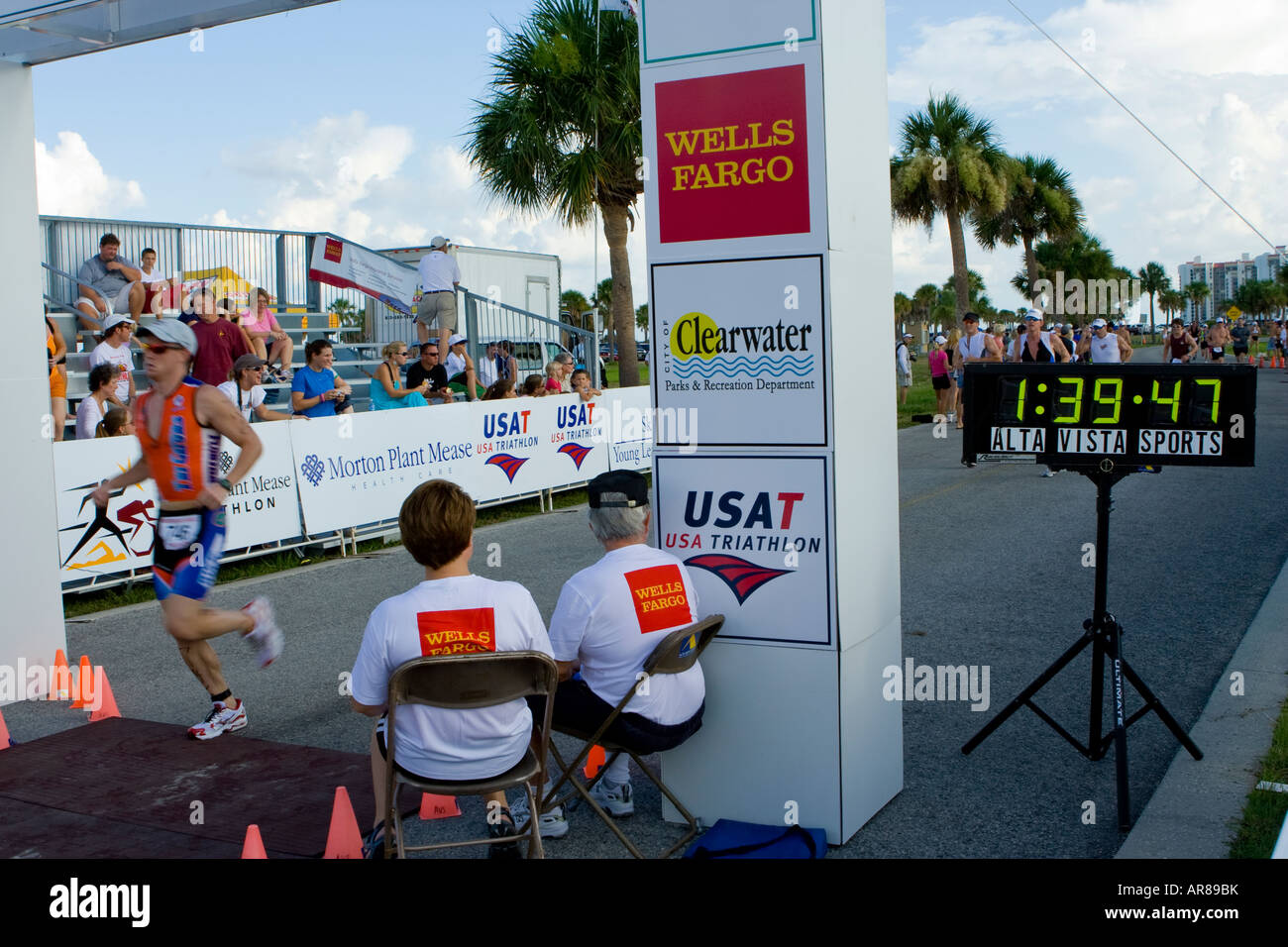 Triathlon Finish Line Stock Photo Alamy