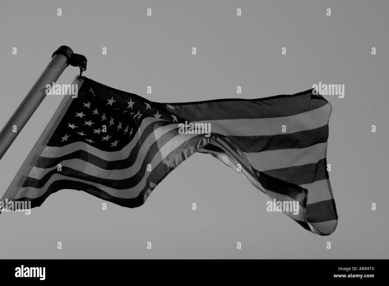 The American Flag in Black and White Stock Photo