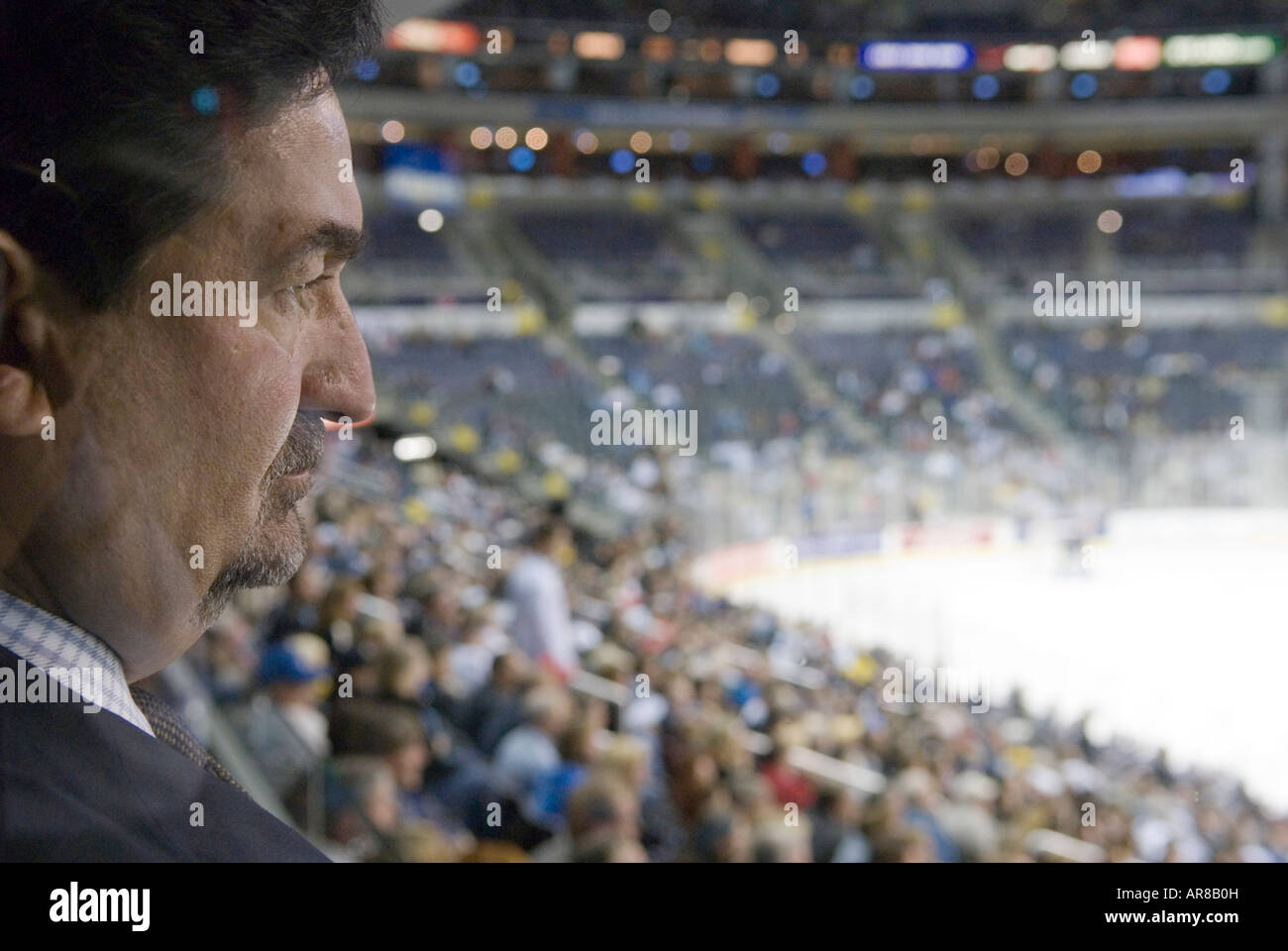 Ted Leonsis is looking at the Washington Capitals game with Atlanta from the VIP area at the Verizon Center on October 14th 2006 Stock Photo