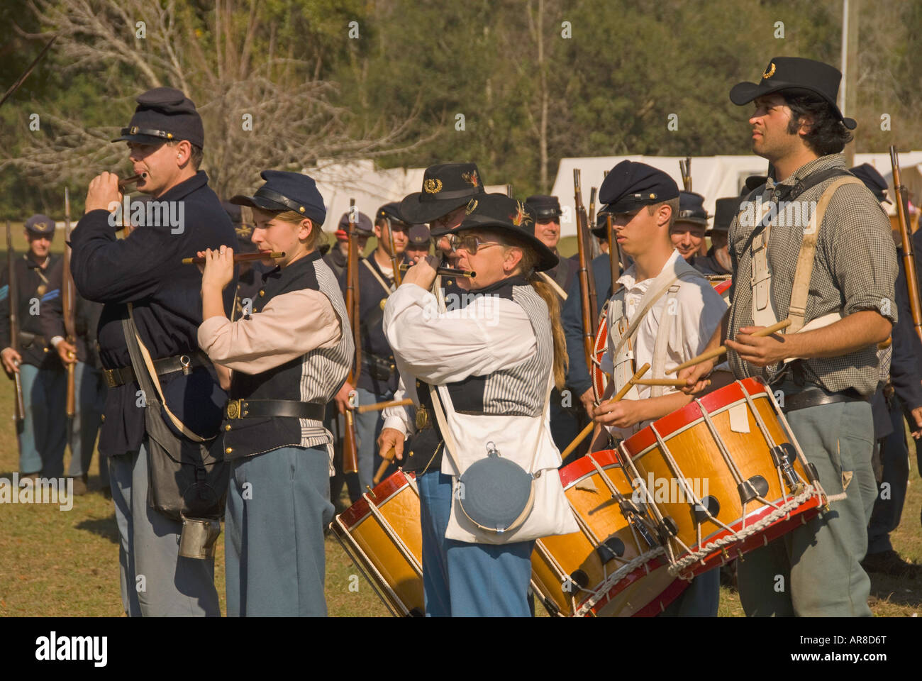 Civil war battle reenactment of Townsends in Mt. Dora Florida Stock