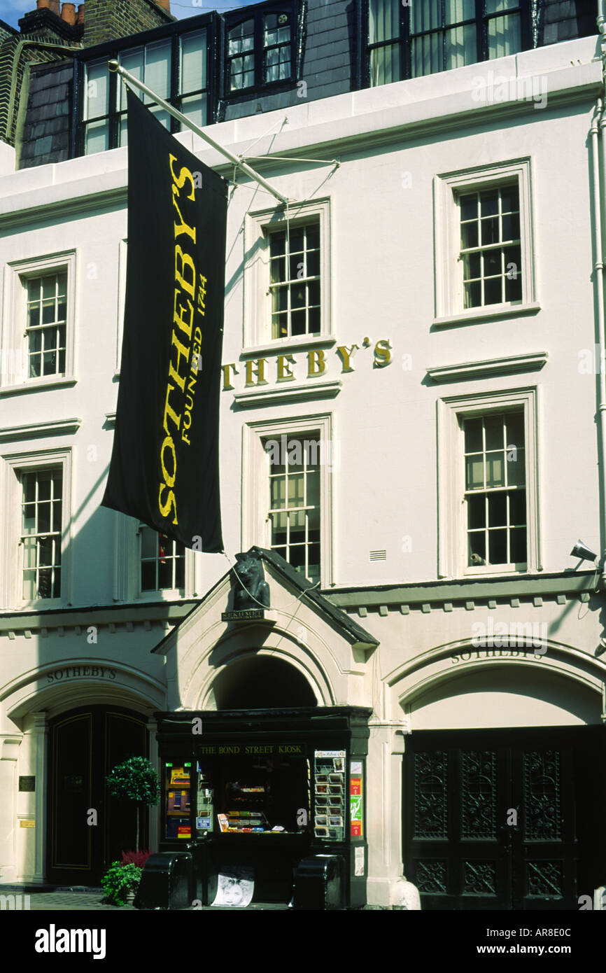 Sothebys with the Bond Street Kiosk London England Stock Photo