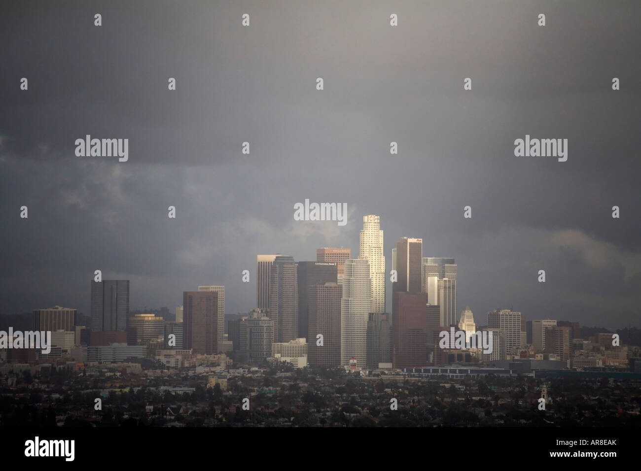 Downtown Los Angeles in Storm Light Stock Photo Alamy