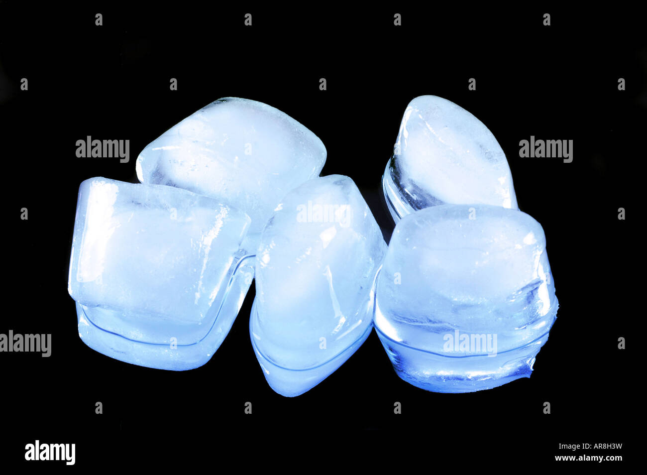 Frozen ice cubes with reflection isolated on a black background Stock ...