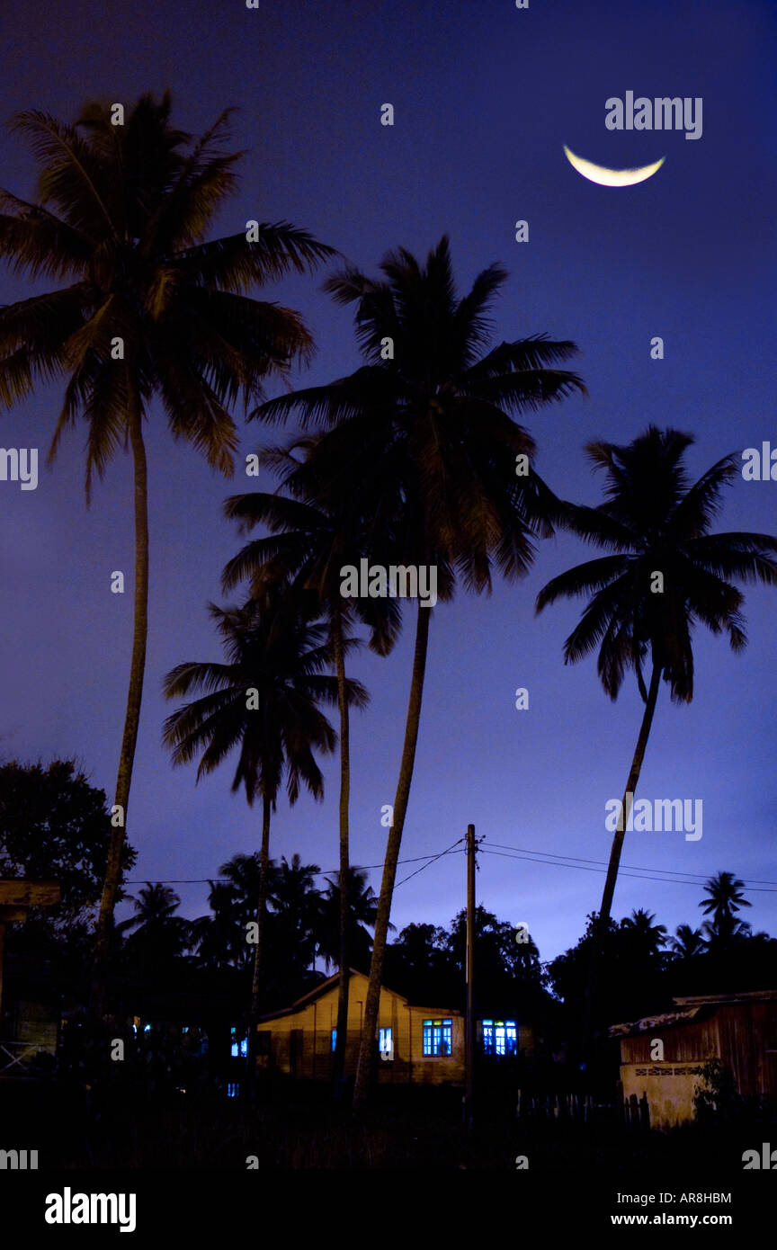 Sleepless Night With Moon At Berserah Village Malaysia Stock Photo Alamy