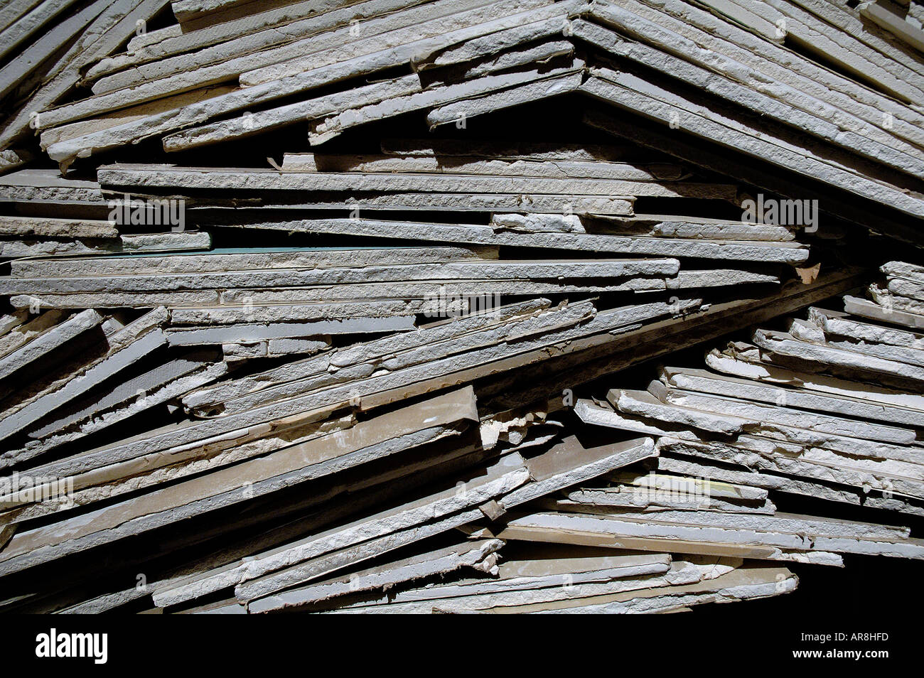 Stack of white drywall boards Stock Photo