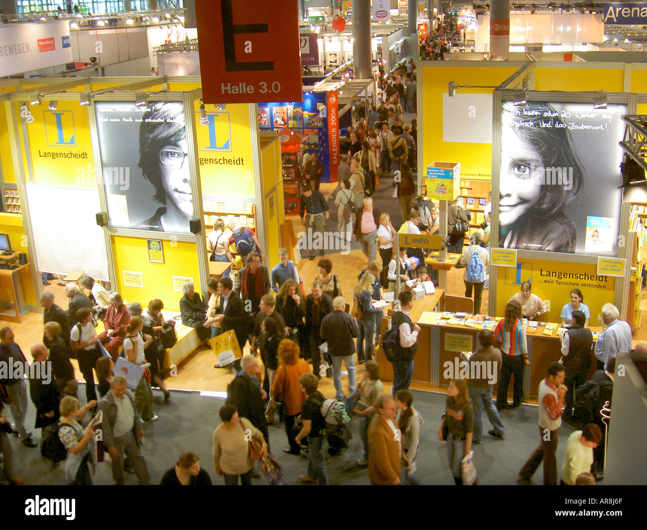 Frankfurt International Book Fair Buchmesse messe, Germany showing German publishers exhibition stands in one of the main halls Stock Photo