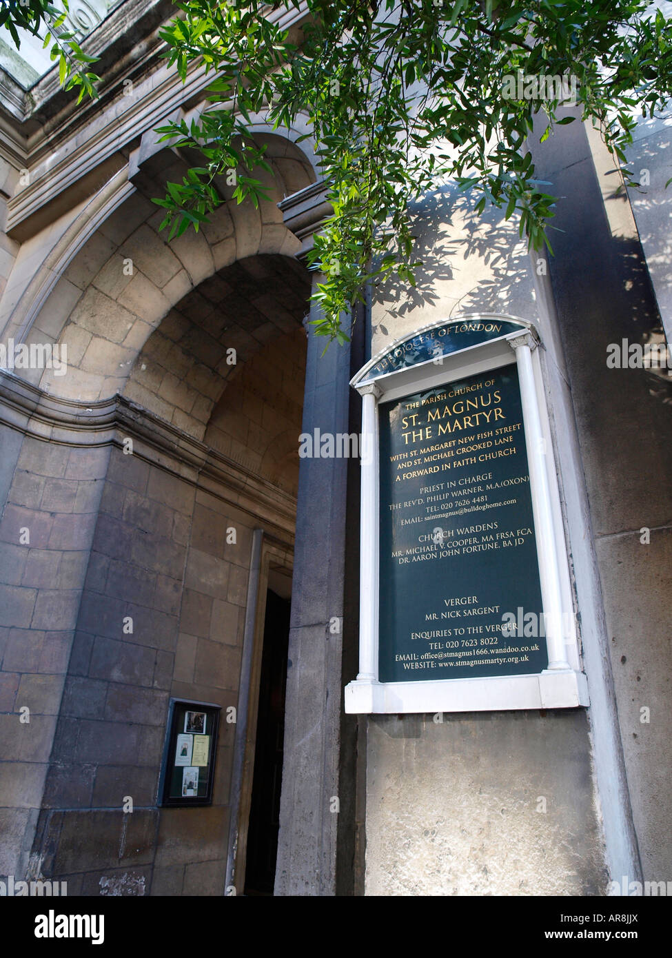 The Church of St Magnus The Martyr, Lower Thames Street, The City of London, England. Stock Photo