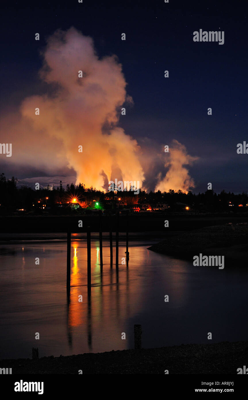 Industrial pollution in the night sky Stock Photo
