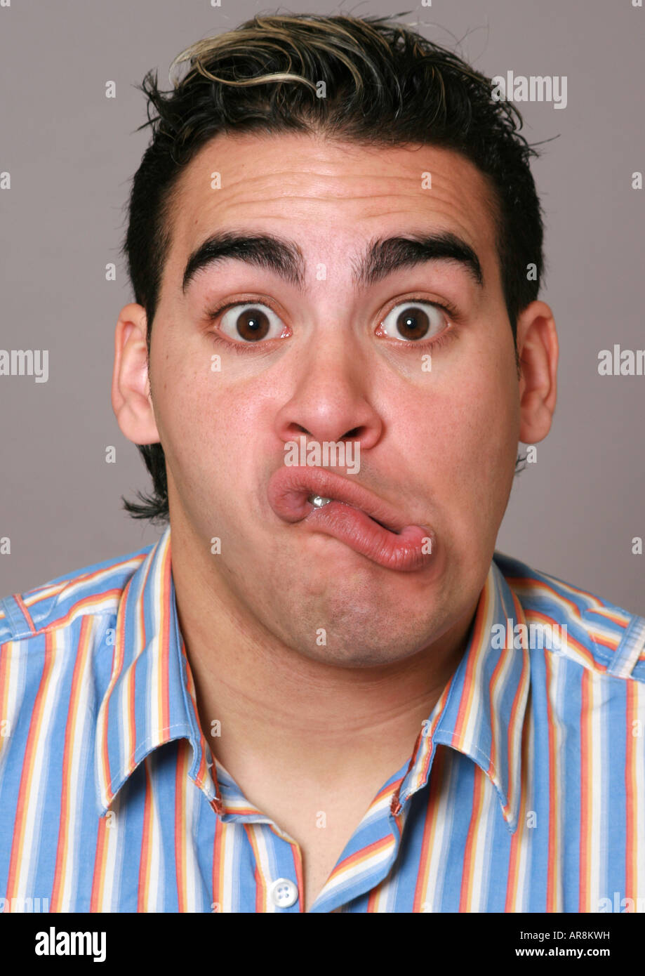 young man with a funny face Stock Photo