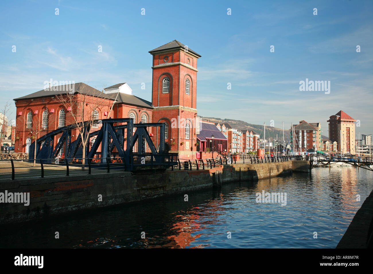 Swansea marina and harbour with redeveloped Pump House now tourist