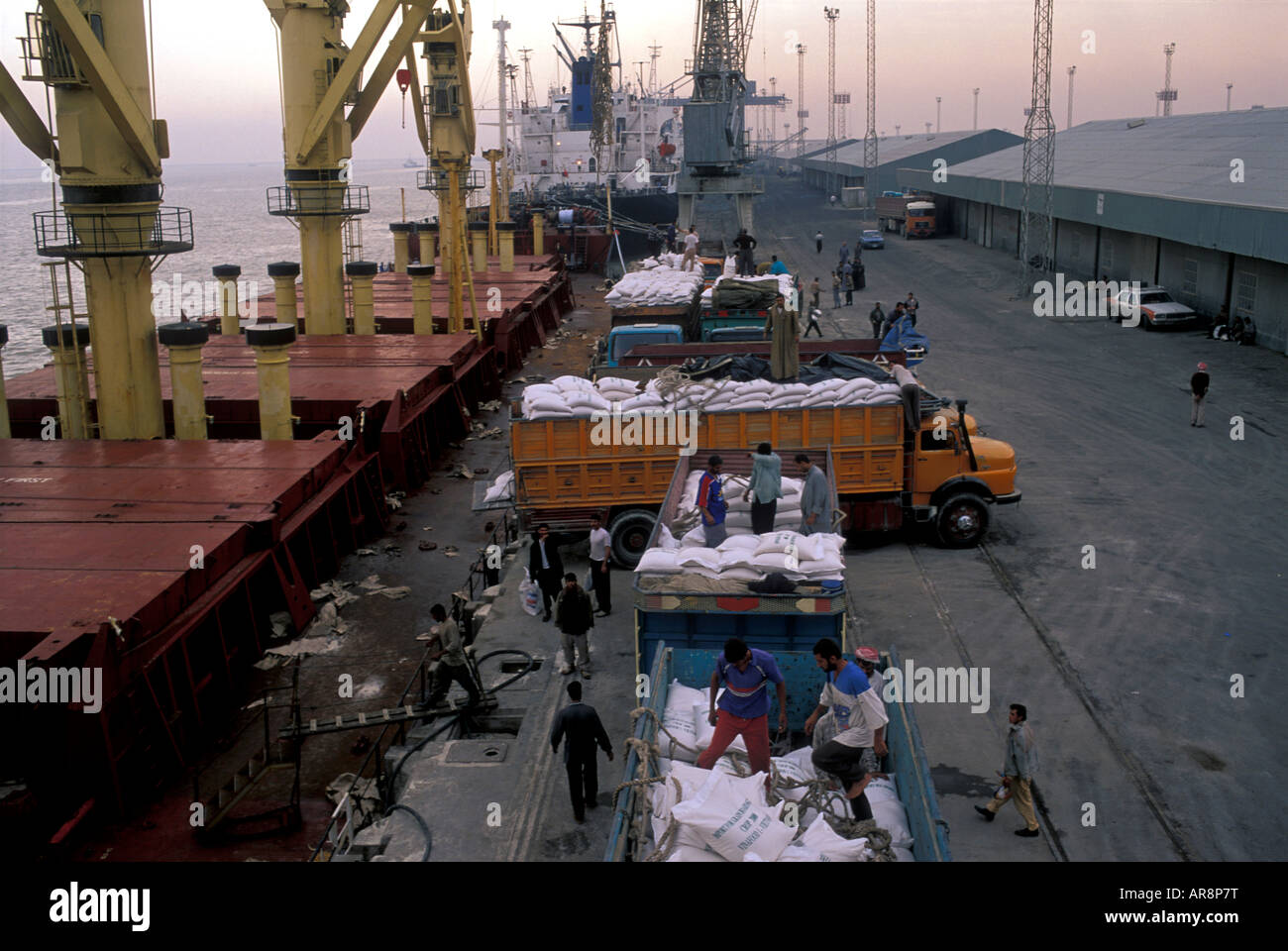 Basra Port cargo ships and trucks Iraq Stock Photo - Alamy