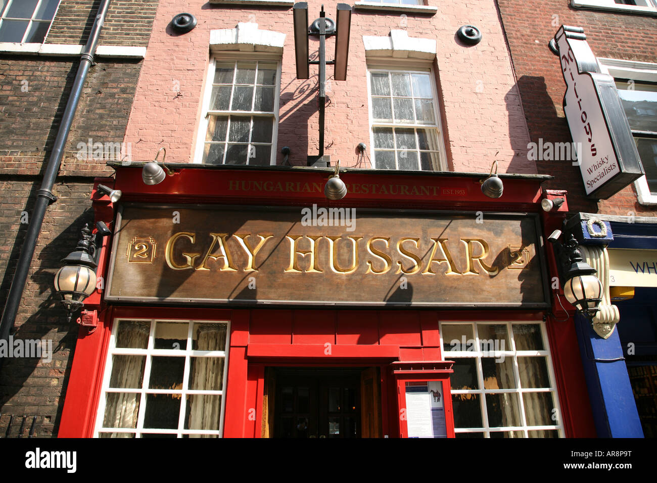 Gay Hussar Hungarian restaurant Soho London Greek Street Stock Photo