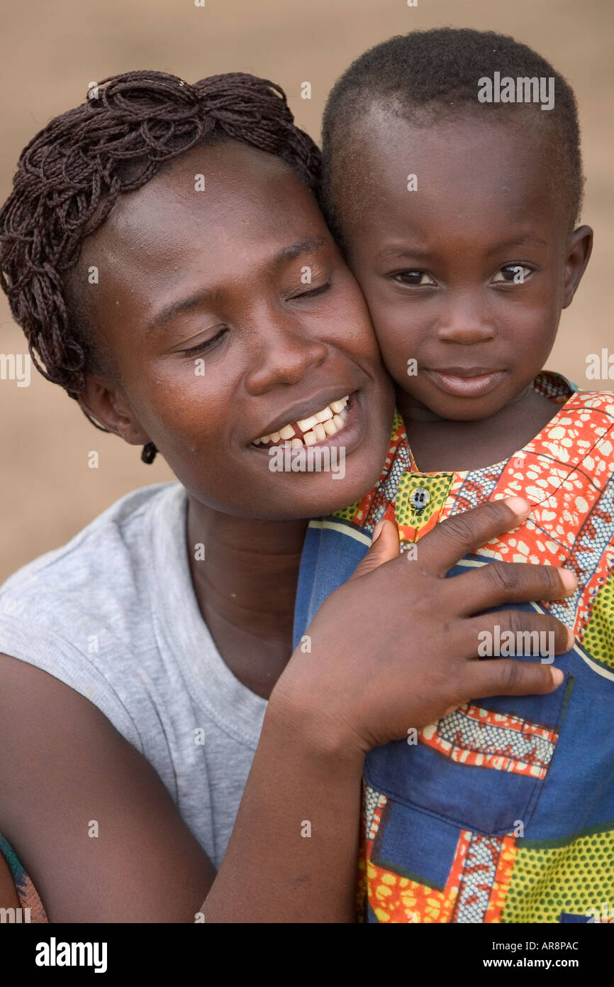 Togolese refugee woman and her child Stock Photo