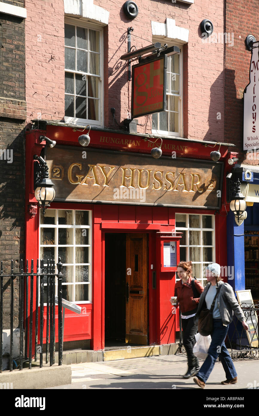 Gay Hussar Hungarian restaurant Soho London Greek Street Stock Photo