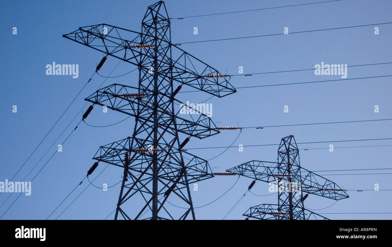 Electricity power lines in UK Stock Photo Alamy