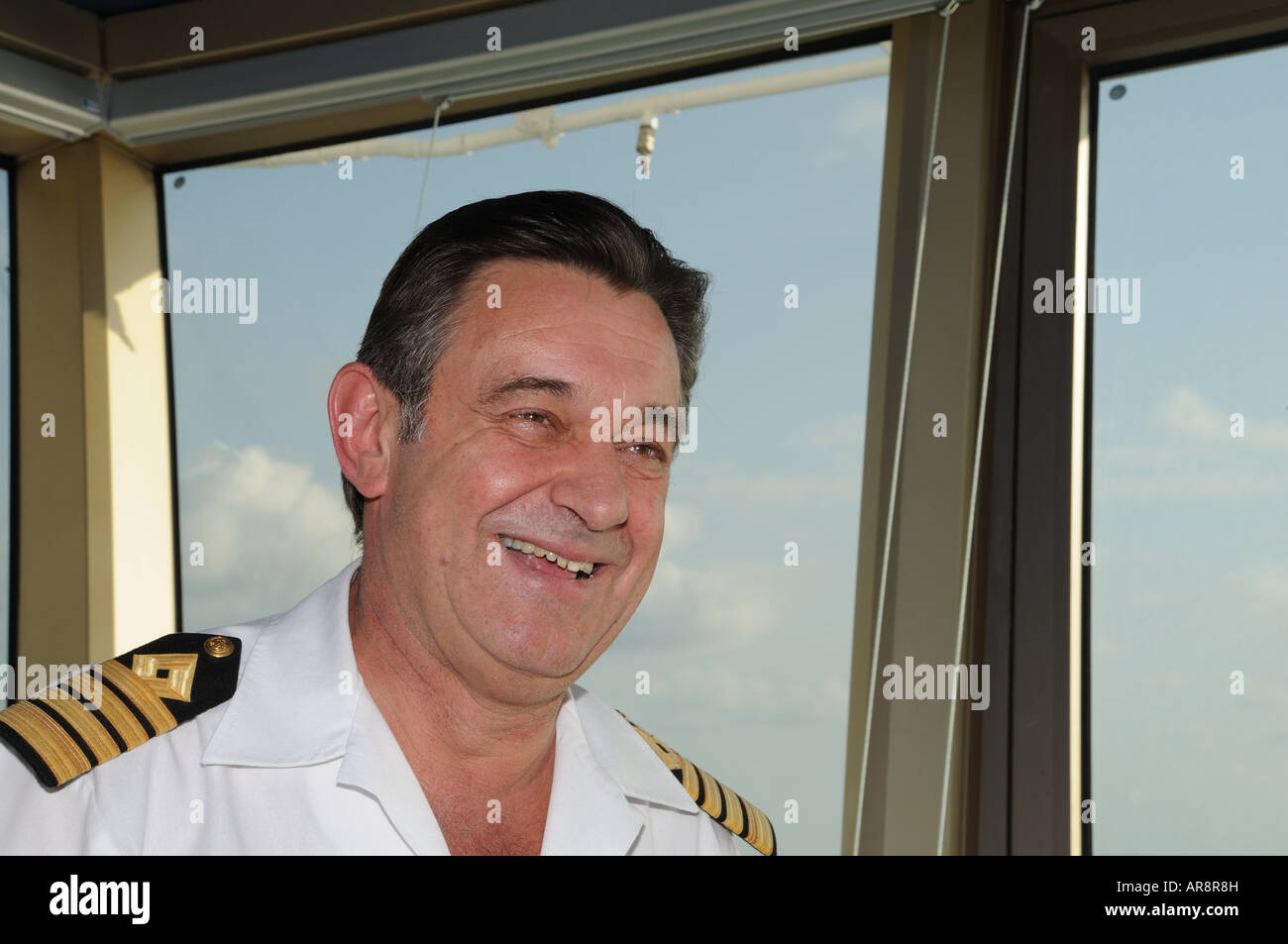 Capt. Paul Wright, master of Cunard's cruise ship, Queen Victoria. Stock Photo