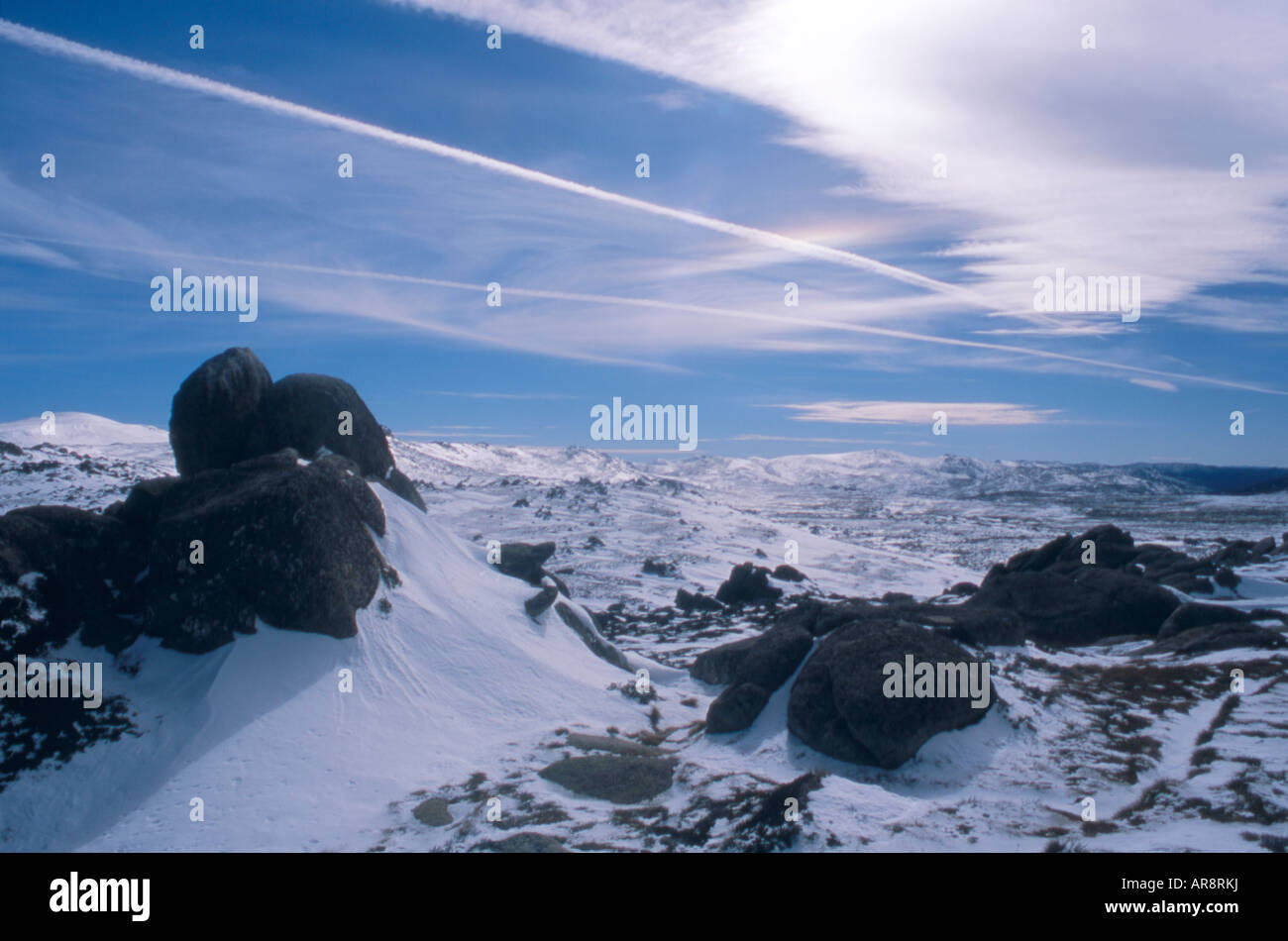 Rock formations, snow and cloud formations Mt Kosciuszko National Park