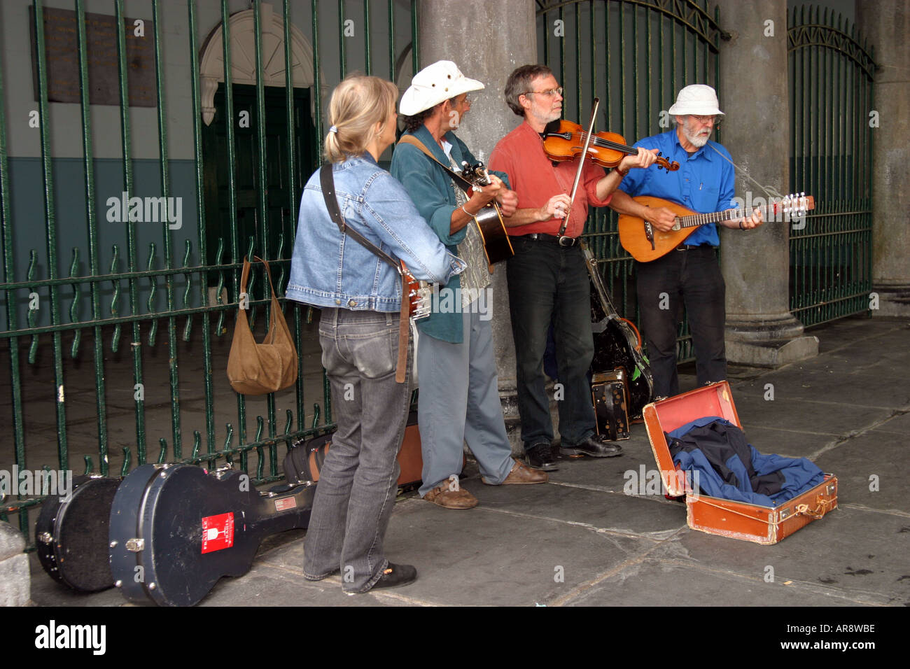 Irish Musicians playing on a Street in Kilkenny Ireland Stock Photo