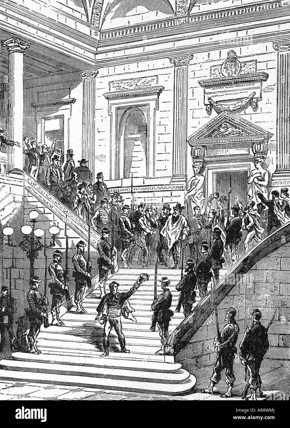 Garibaldi, Giuseppe, 4.7.1807 - 2.6.1882, Italian freedom fighter, leaving congress in Bordeaux, 19th century, Stock Photo