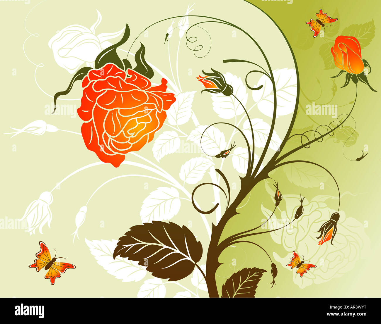 Abstract flower background with butterfly Stock Photo - Alamy