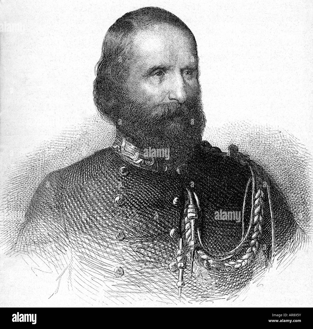Garibaldi, Giuseppe, 4.7.1807 - 2.6.1882, Italian freedomfighter, portrait, after engraving by Metzmacher, 19th century, Stock Photo