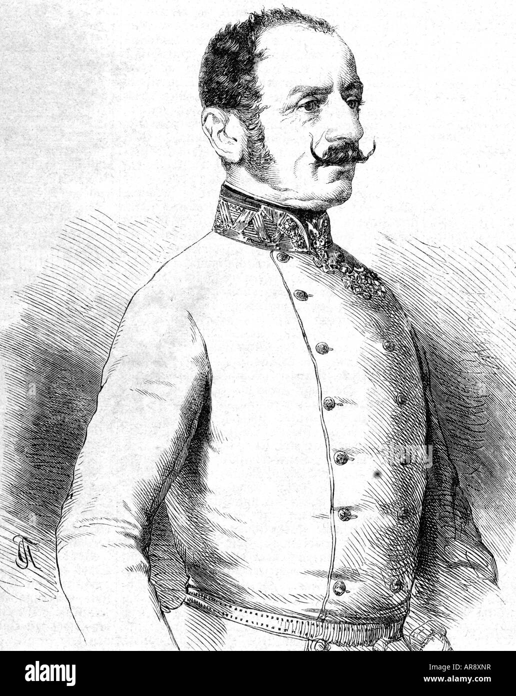 Benedek, Ludwig August Ritter von, 14.7.1804 - 27.4.1881, Austrian General, half length, wood engraving, 1859, , Stock Photo