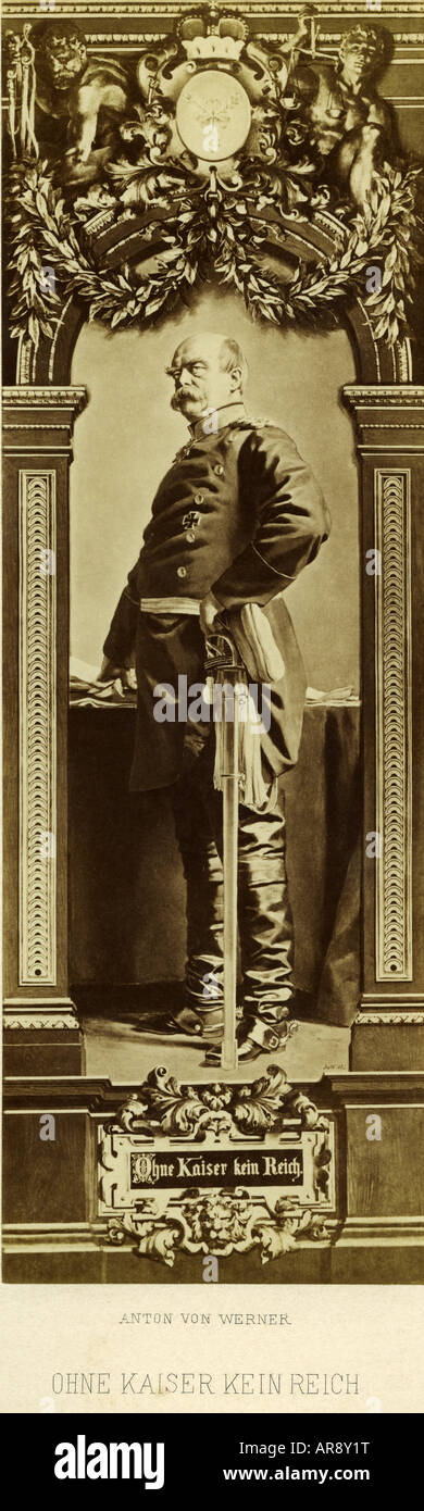 Bismarck, Otto von, 1.4.1815 - 30.7.1898, German politician, Chancellor 21.3.1871 - 20.3.1890, full length, after painting by Anton von Werner, 19th century, , Stock Photo