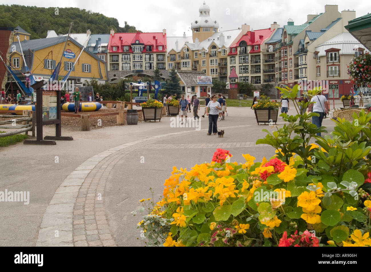 The pretty village of Mont Tremblant in the Laurentian Mountains, Quebec Canada Stock Photo