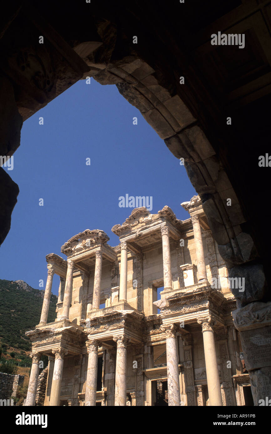 Historical famous ruins of library Bibliotheque of Celsus most famous