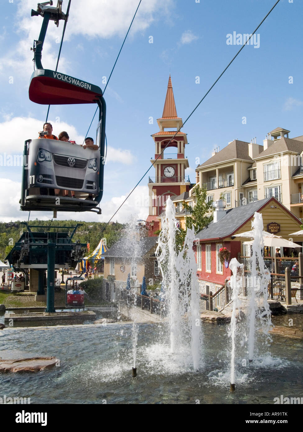 A sunny day in the village of Mont Tremblant in the Laurentian Mountains, Quebec Canada Stock Photo