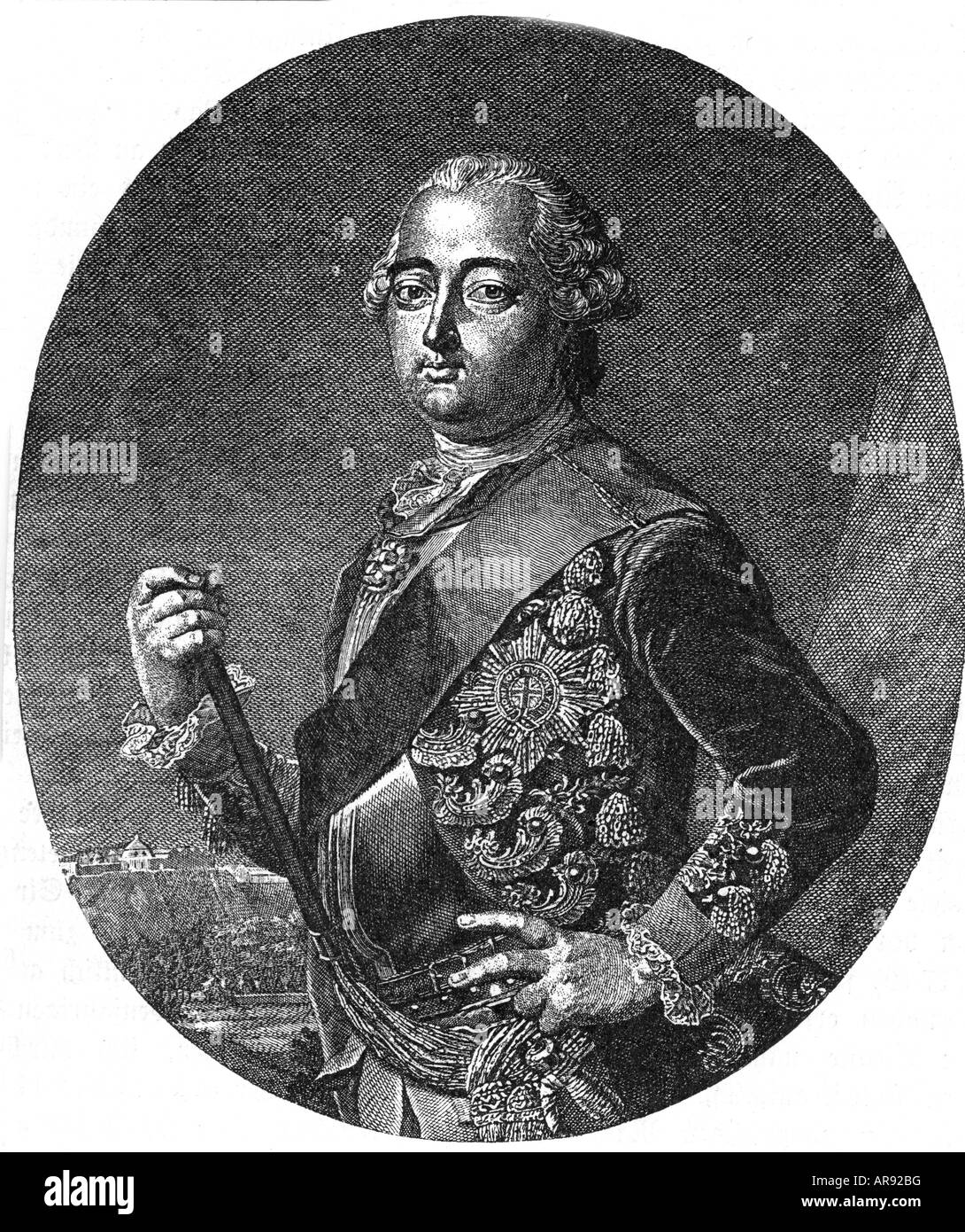 Frederick II, 14.8.1720 - 31.10.1785, Landgrave of Hesse-Cassel 1.2.1760 - 31.10.1785, half length, copper engraving by W. C. Mayr after painting by Johann Heinrich Tischbein, 18th century, , Artist's Copyright has not to be cleared Stock Photo