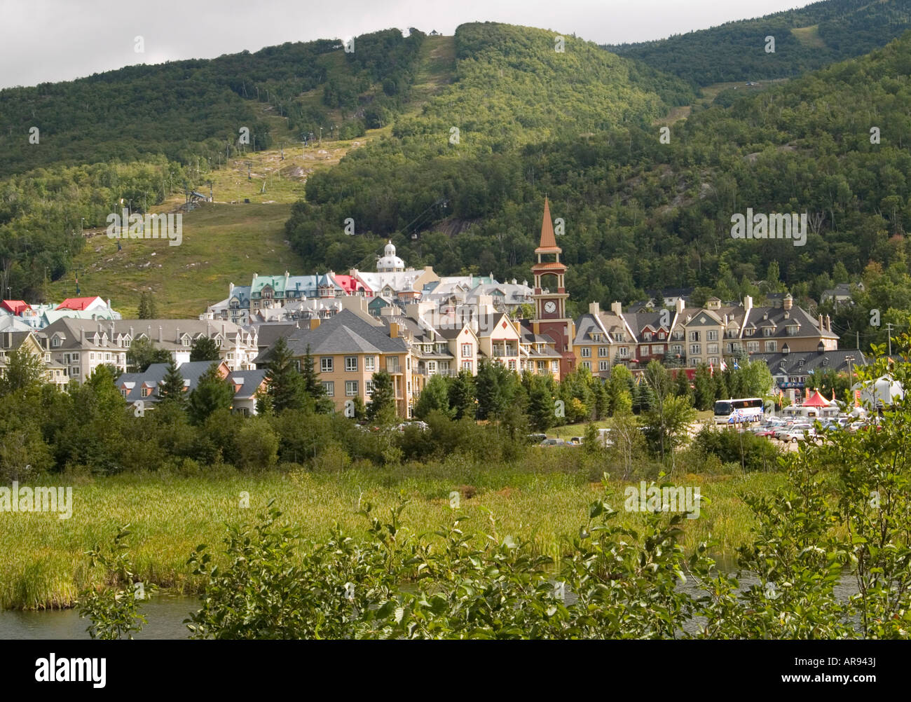 The village of Mont Tremblant in the Laurentian Mountains, Quebec Canada Stock Photo