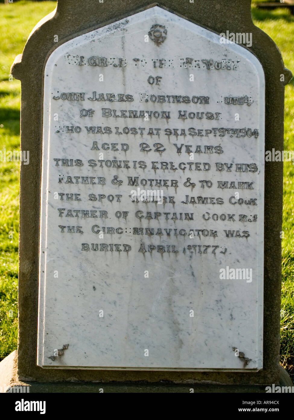 A memorial stone marking the site where the father of Captain James