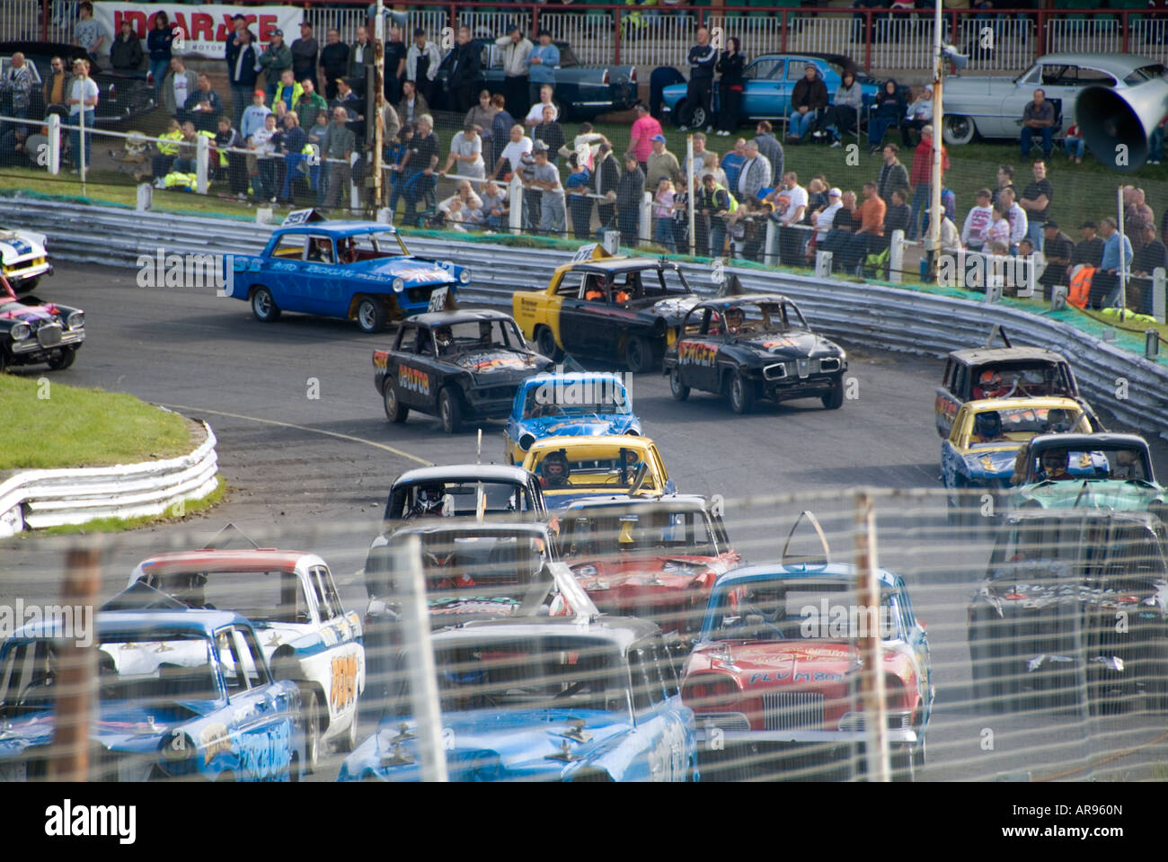 banger race racing demolition derby destruction Stock Photo - Alamy