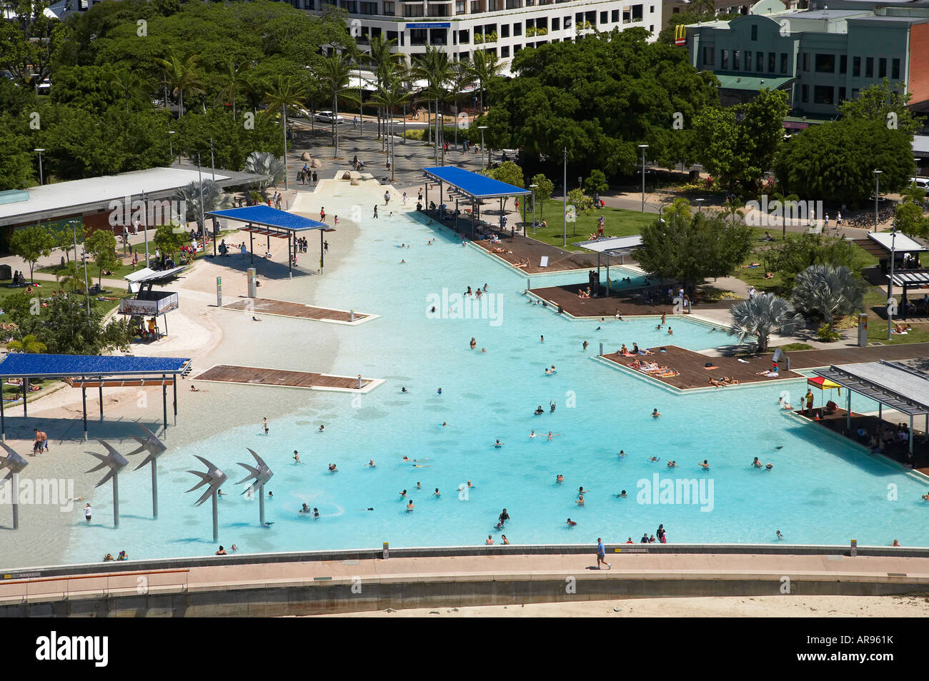 Cairns Esplanade Lagoon Cairns North Queensland Australia aerial Stock Photo