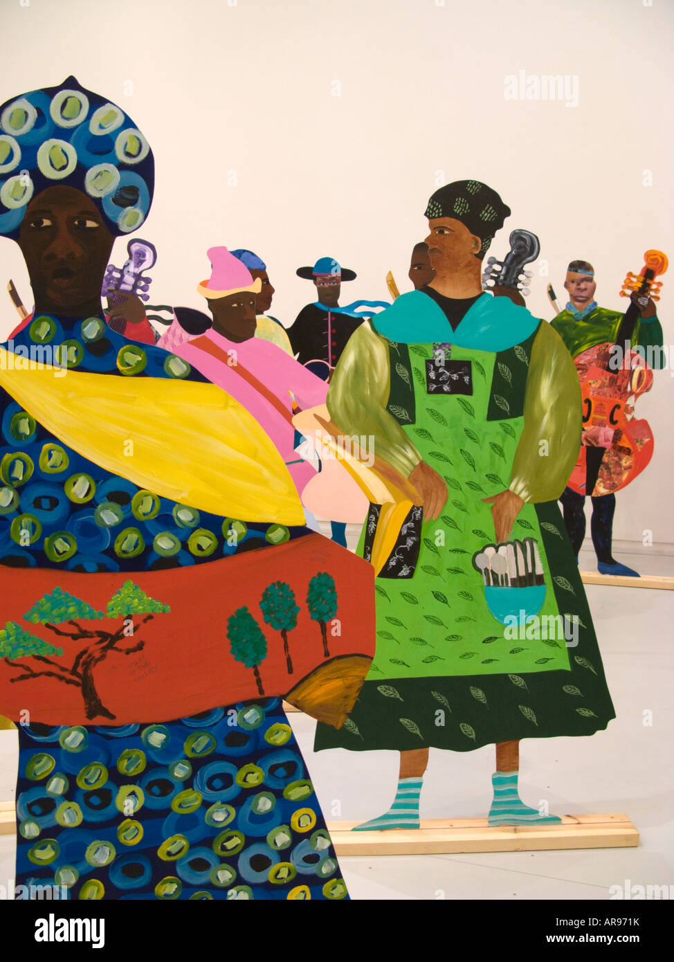 Talking on Corners Speaking in Tongues an exhibition of work by the political painter from Zanzibar Lubaina Himid Stock Photo