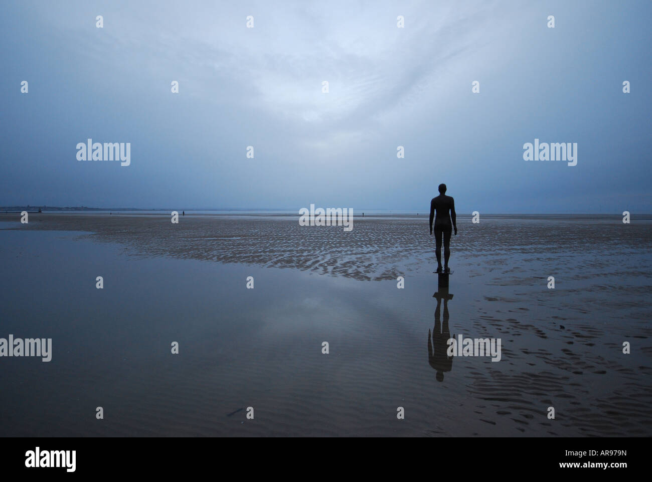 Statue on Crosby Beach, Merseyside UK, from Another Place exhibition by