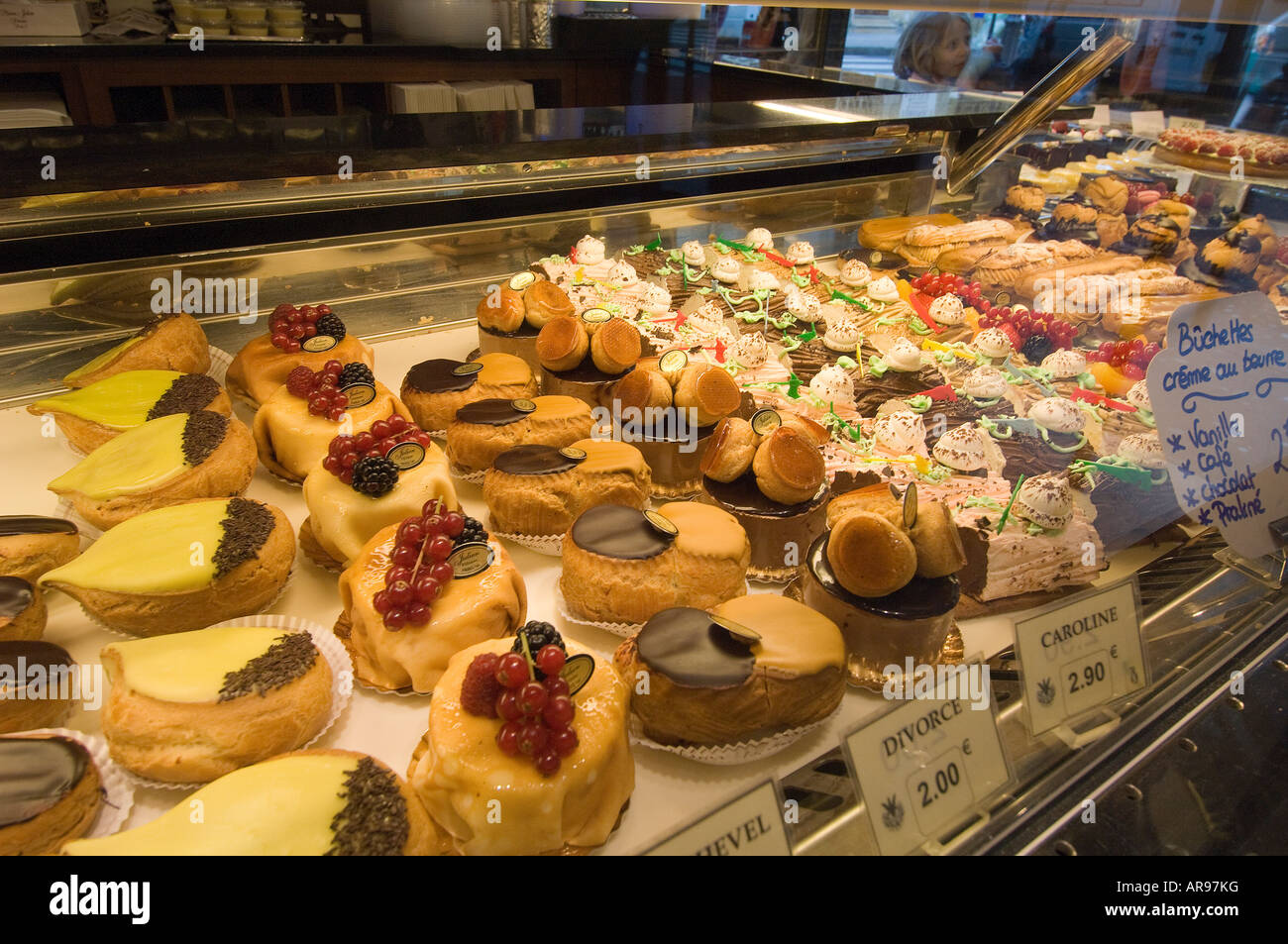 cakes in a patisserie in paris france Stock Photo Alamy