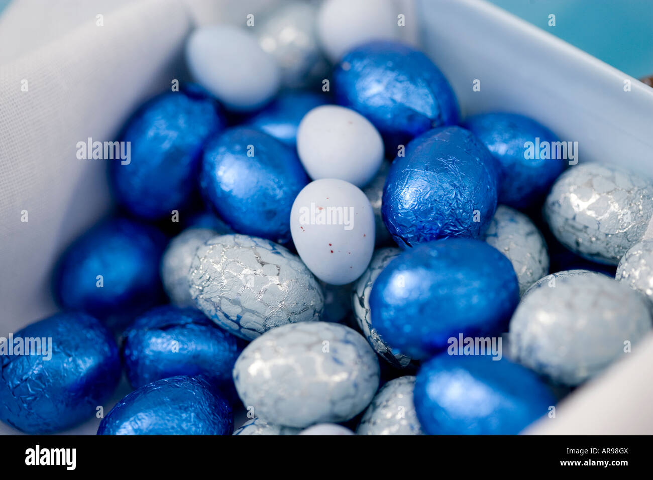 Foil covered chocolate easter eggs Stock Photo