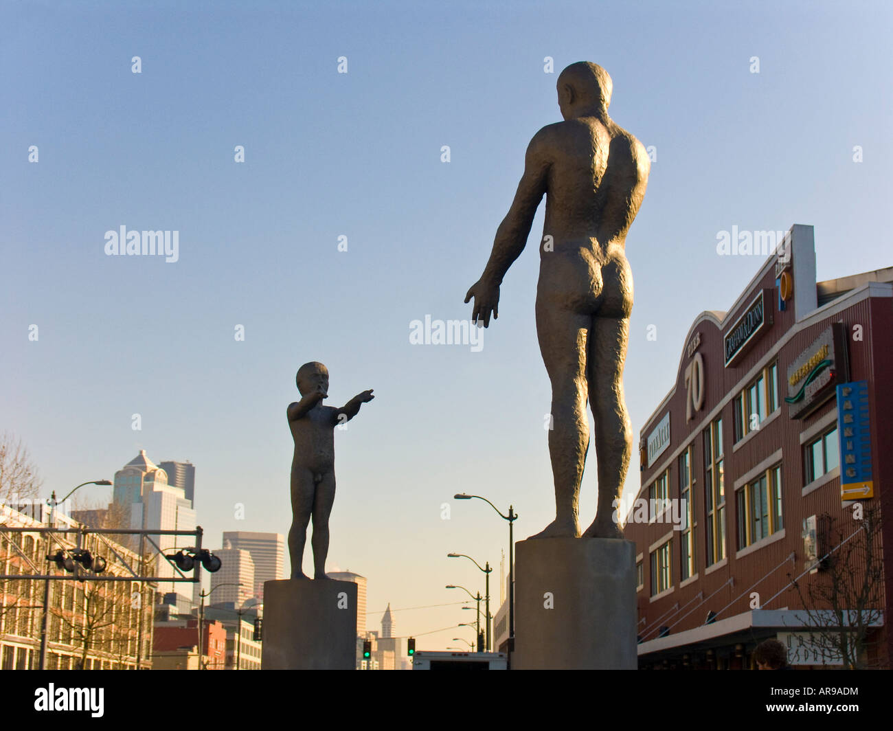 Father and Son sculpture Olympic Sculpture Park Seattle Art Museum Seattle Washington Stock