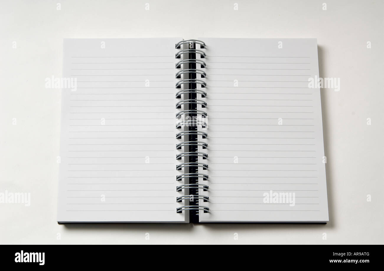 Opened blank coil note pad. Stock Photo