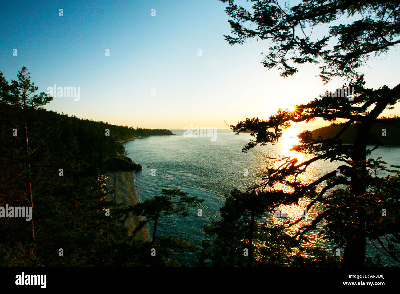 Sunset, Deception Pass, Whidbey Island, Washington State Stock Photo