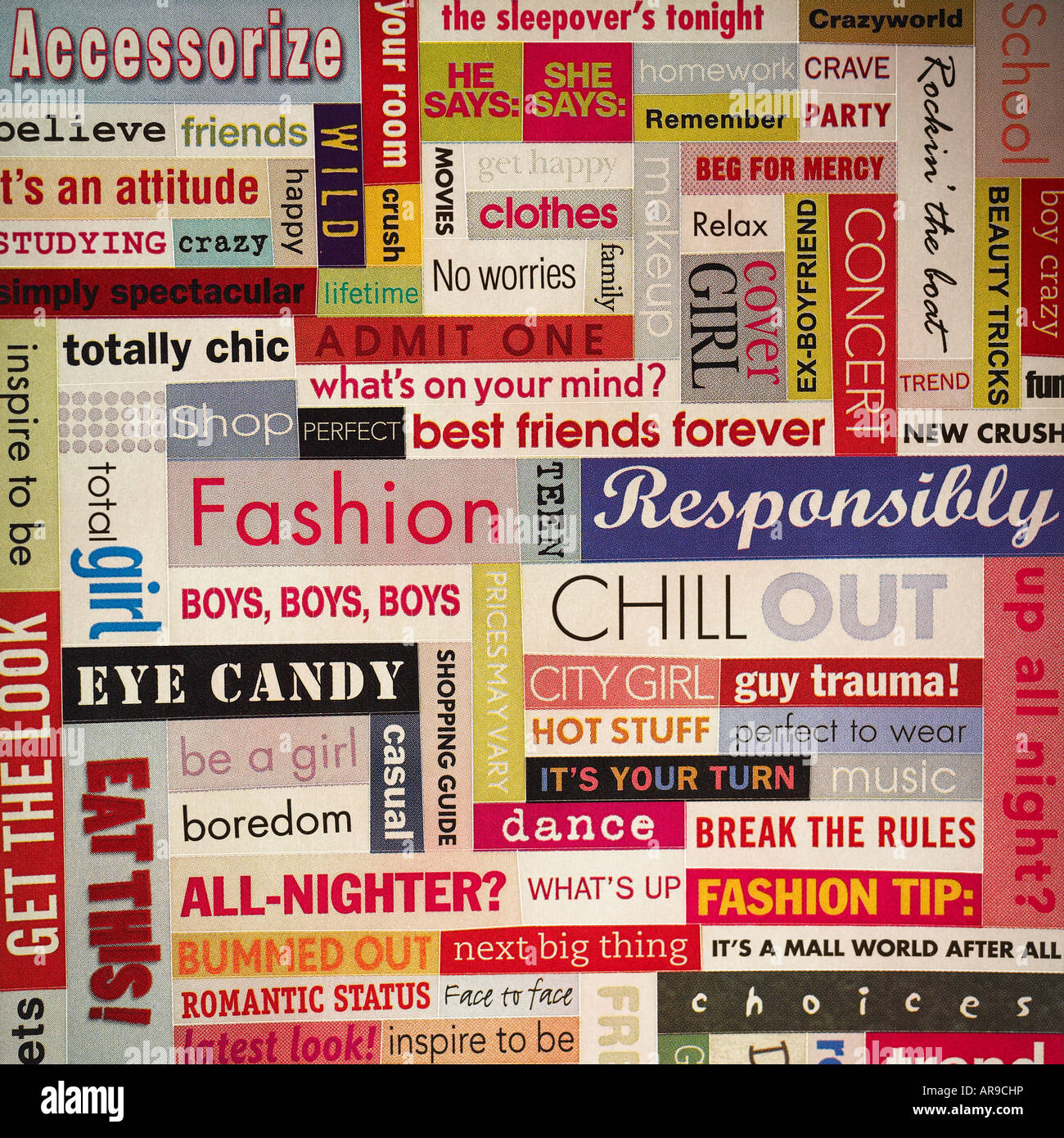 Sheet of stickers dedicated to fashion Stock Photo - Alamy