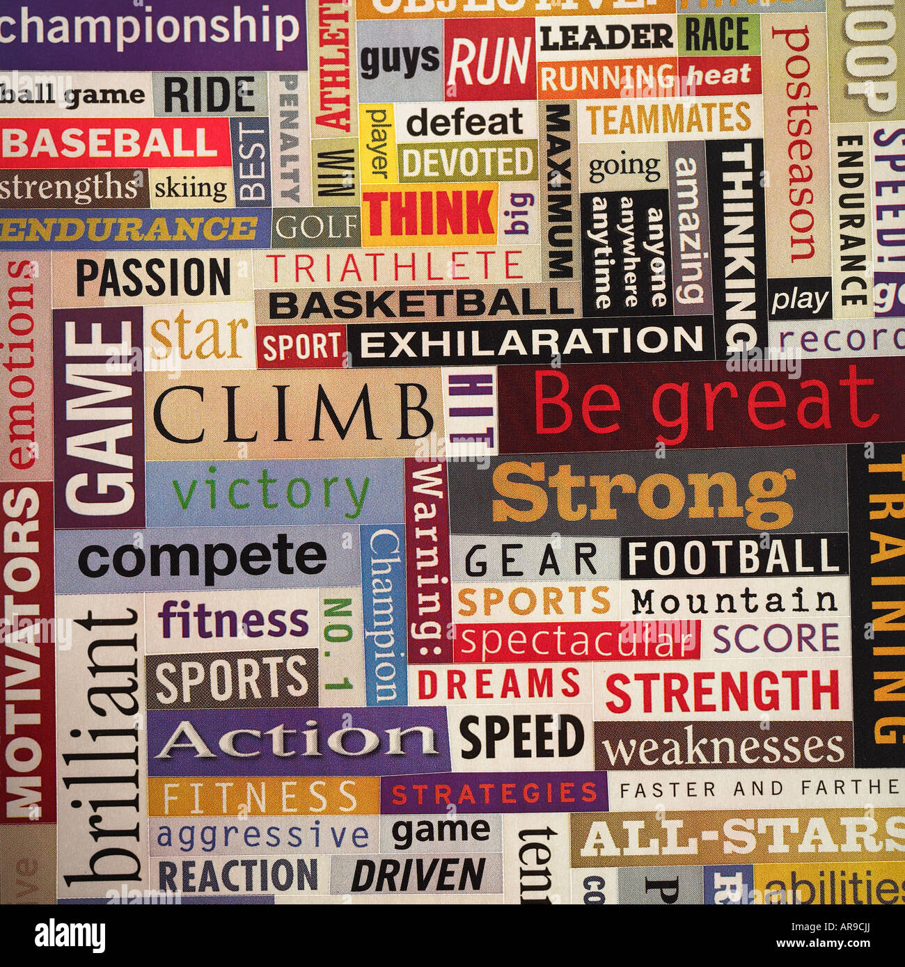 Sheet of stickers dedicated to success Stock Photo - Alamy