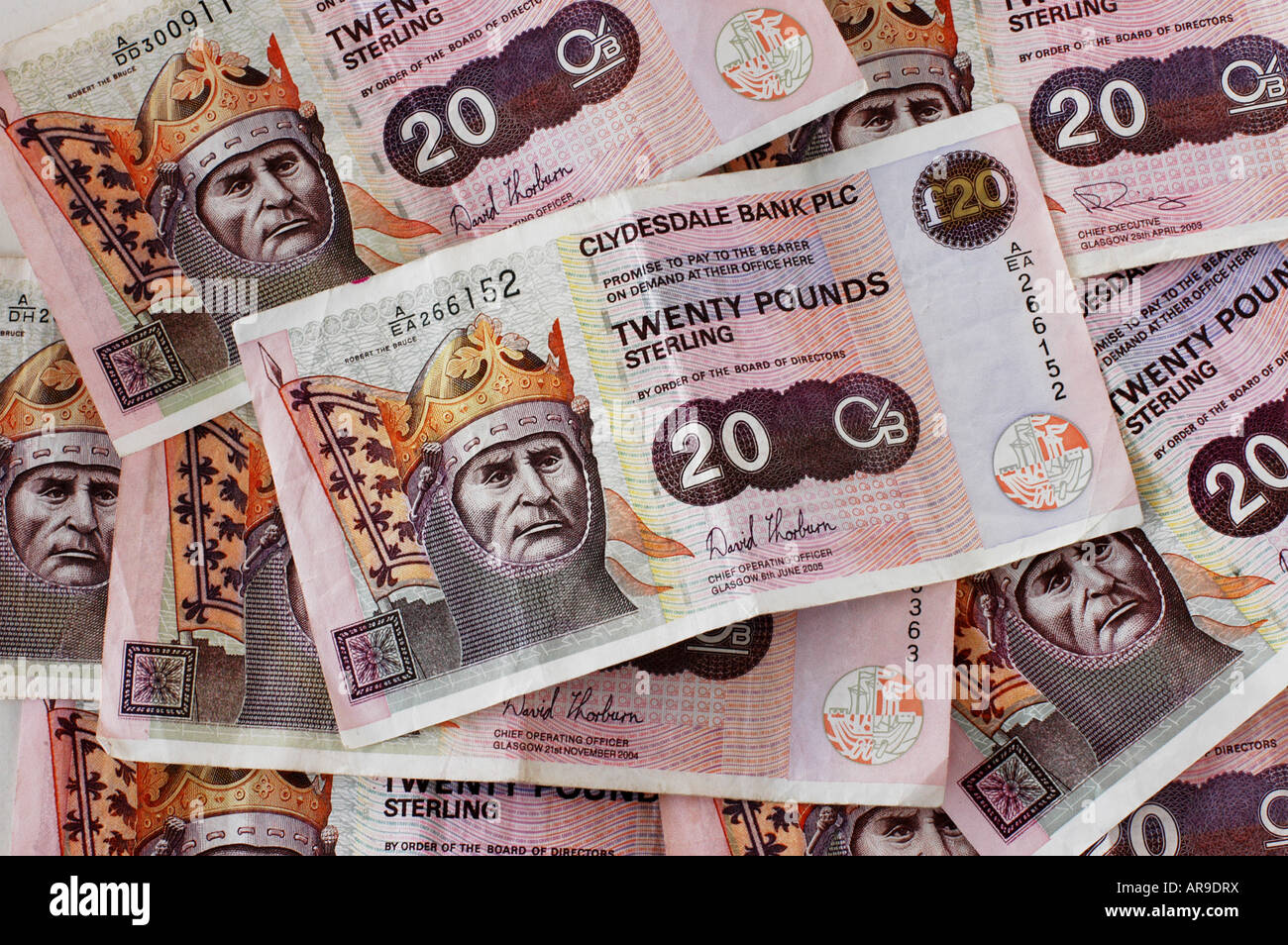 Clydesdale Bank £20 banknotes Stock Photo